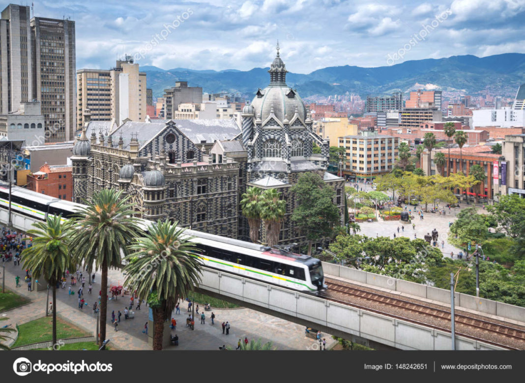MEDELLIN, COLOMBIA - 06 OCTOBER 2016: View of downtown Medellin,