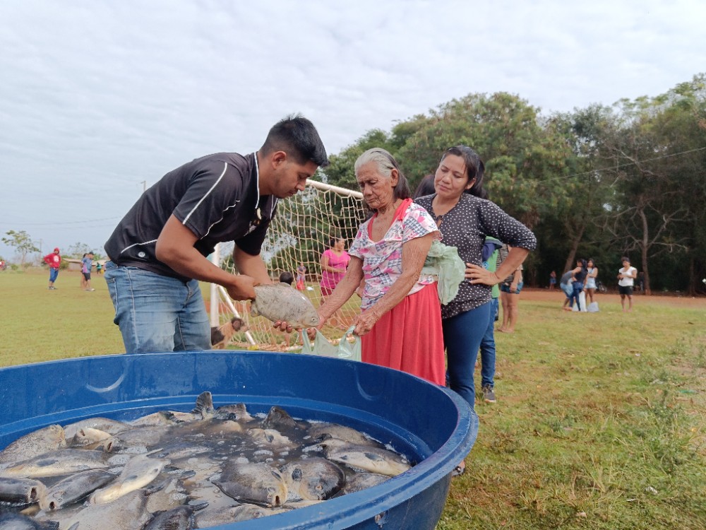 itaipu entrega peixes para comunidades indígenas