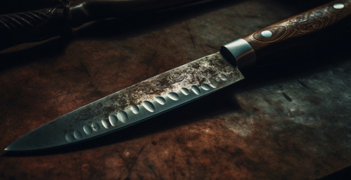 Sharp Steel Blade, Handle Of Kitchen Knife Generated By Ai