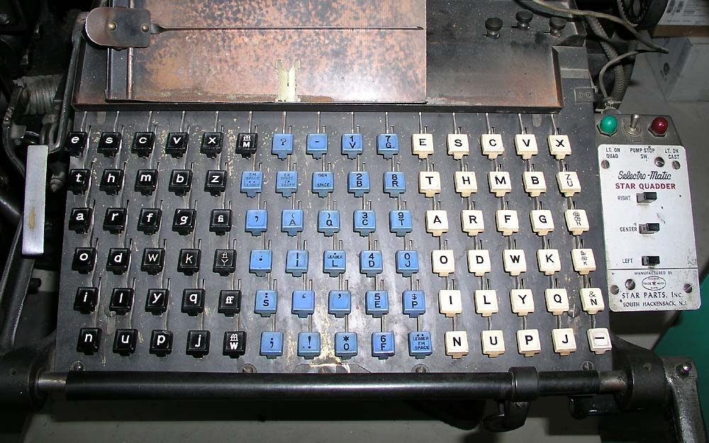 Linotype Keyboard With Star Quadder Attachment