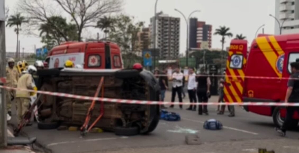 Carro Capota Duas Vezes Apos Colisao No Centro De Maringa E Deixa Casal Ferido