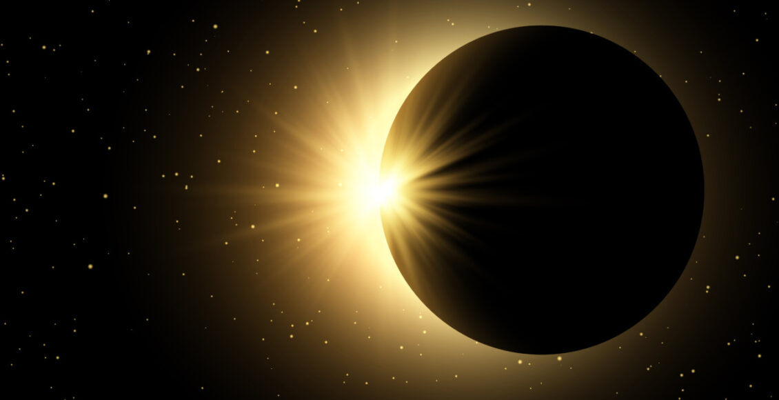 Space Sky Background With Solar Eclipse