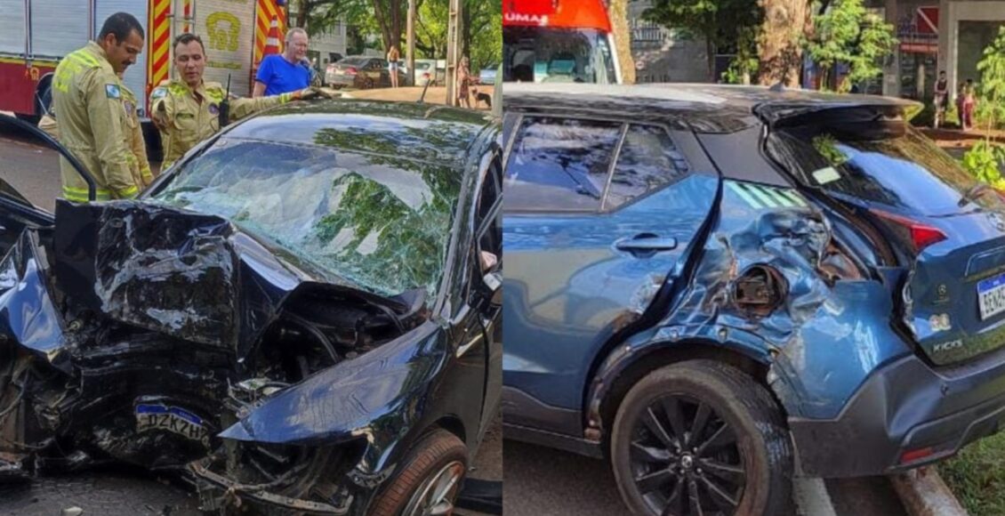 Carro Bate Em Arvore E Atinge Outro Veiculo Em Maringa Tres Pessoas Ficam Feridas