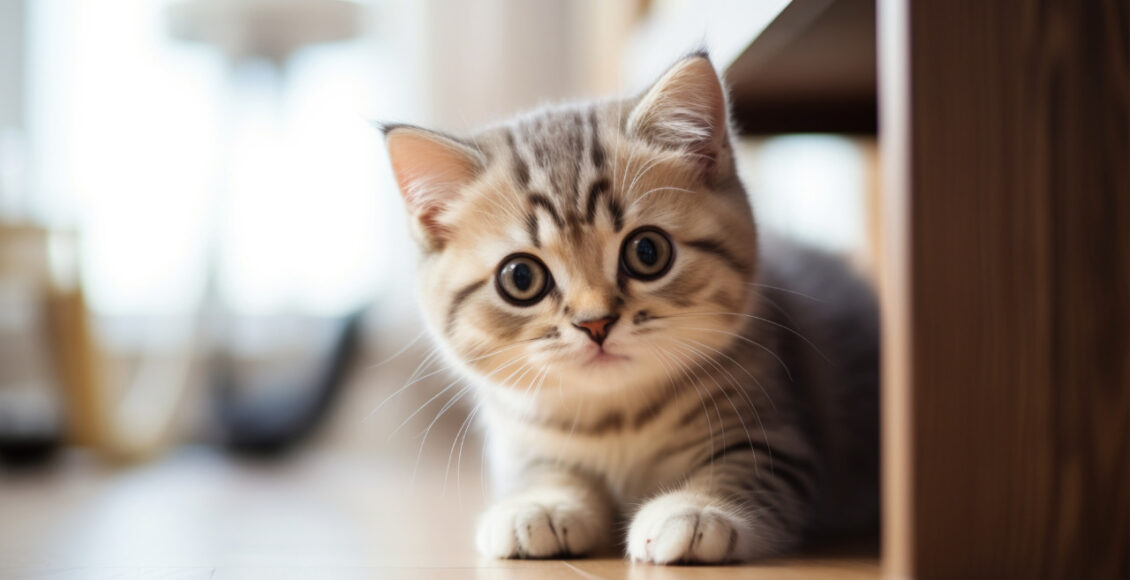 Close Up Adorable Kitten Indoors