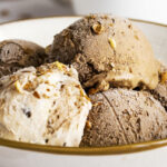 Chocolate And Vanilla Ice Cream Bowl Dessert Close Up