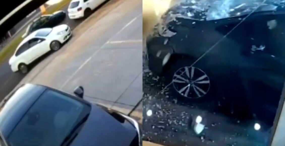 Video Carro Desgovernado Causa Batida E Empurra Veiculo Estacionado Contra Loja Em Maringa
