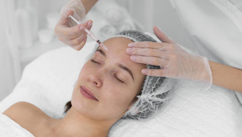 Esteticista Aplicando Preenchimento Com Injecao Em Cliente