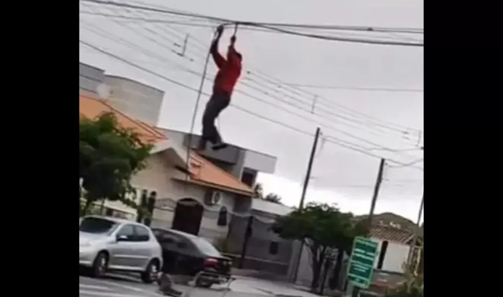 Homem E Flagrado Pendurado Em Fiacao Durante Furto De Fios Em Maringa