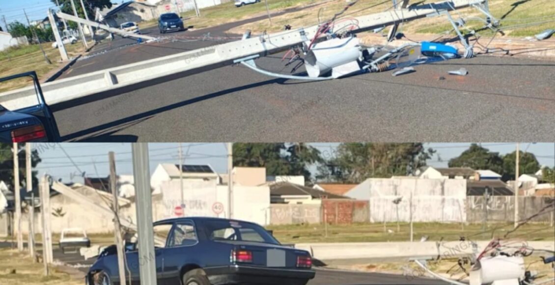 Carro Derruba Postes De Energia Em Maringa Prejuizo E Estimado Em R 30 Mil