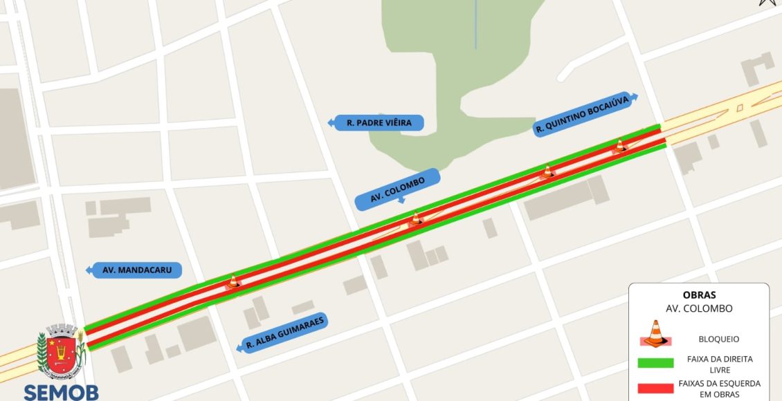 Trecho da Avenida Colombo terá interdição parcial para recape neste sábado (21)