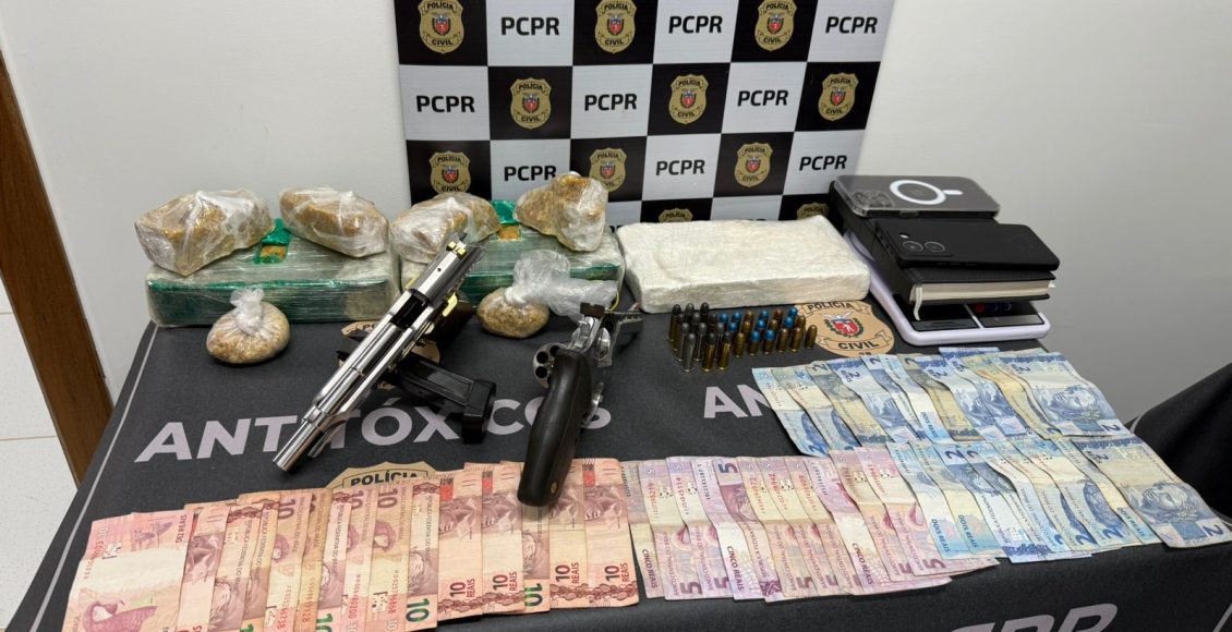 Arsenal e drogas são apreendidos em operação contra o tráfico no Parque Industrial, em Maringá