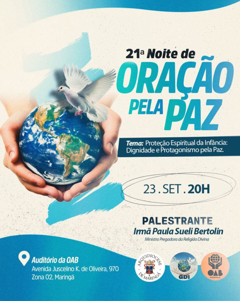 Tradições religiosas se reúnem em Maringá para orar pela paz nesta quarta-feira (23)